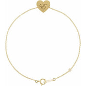 18K Yellow Gold-Plated Sterling Silver Engravable Heart 7-8" Bracelet