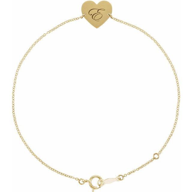 18K Yellow Gold-Plated Sterling Silver Engravable Heart 7-8" Bracelet