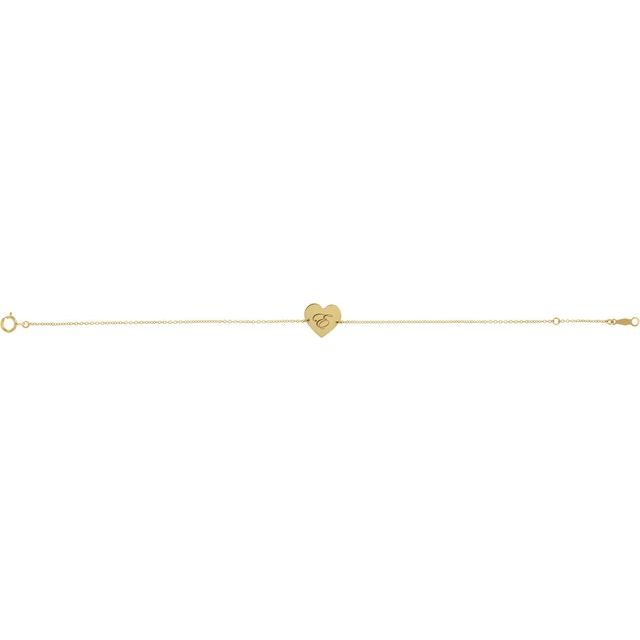 18K Yellow Gold-Plated Sterling Silver Engravable Heart 7-8" Bracelet