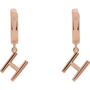 14K Gold Initial Dangle Hinged Huggie Earrings