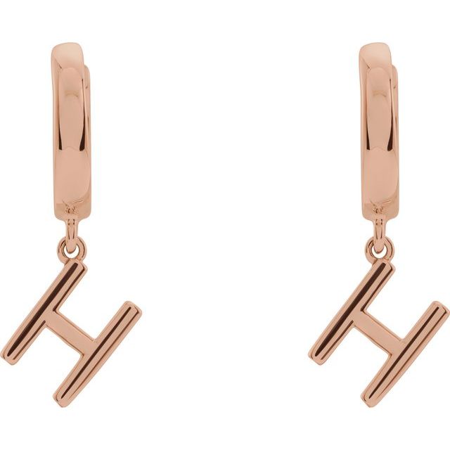 14K Gold Initial Dangle Hinged Huggie Earrings
