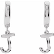 Platinum Initial J Hinged Huggie Earring