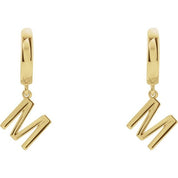 14K Gold Initial Dangle Hinged Huggie Earrings