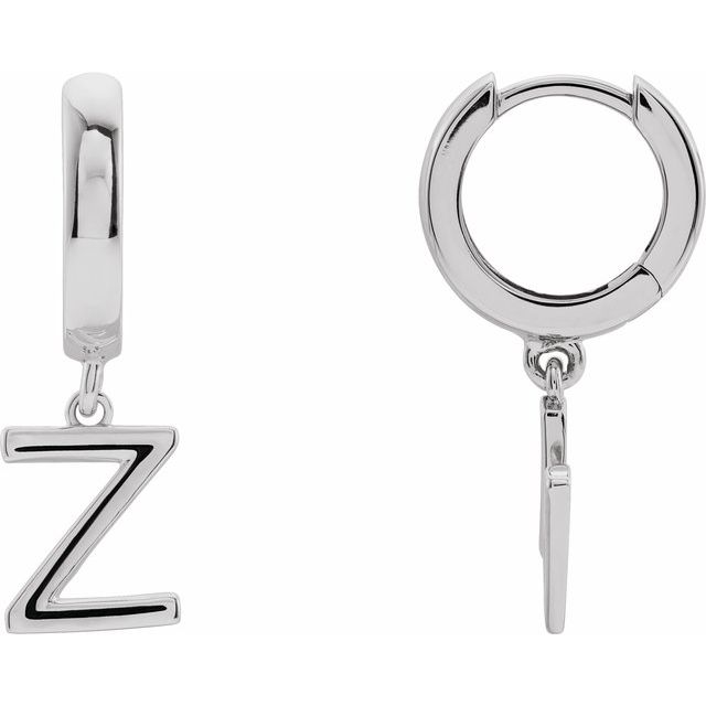 Platinum Initial Z Hinged Huggie Earring