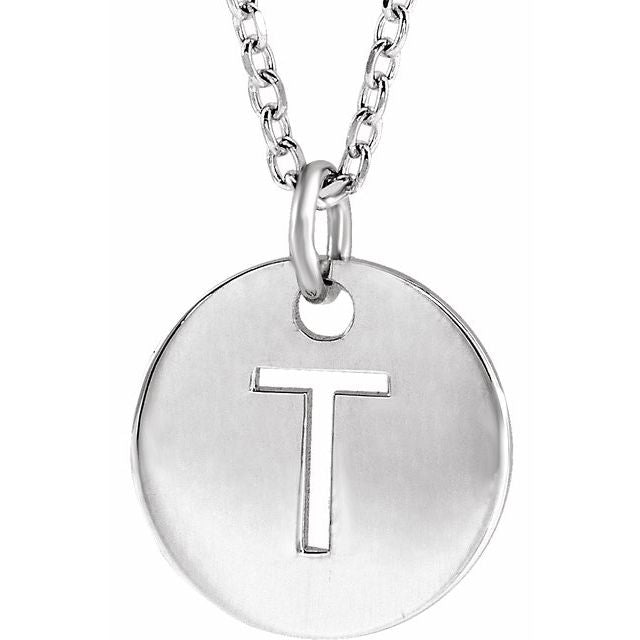 Sterling Silver Initial T 16-18" Necklace
