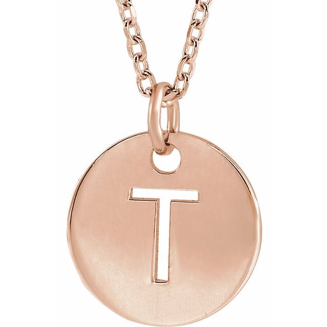 14K Rose Initial T 16-18" Necklace