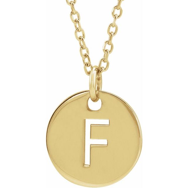 18K Yellow Gold-Plated Sterling Silver Initial F 16-18" Necklace