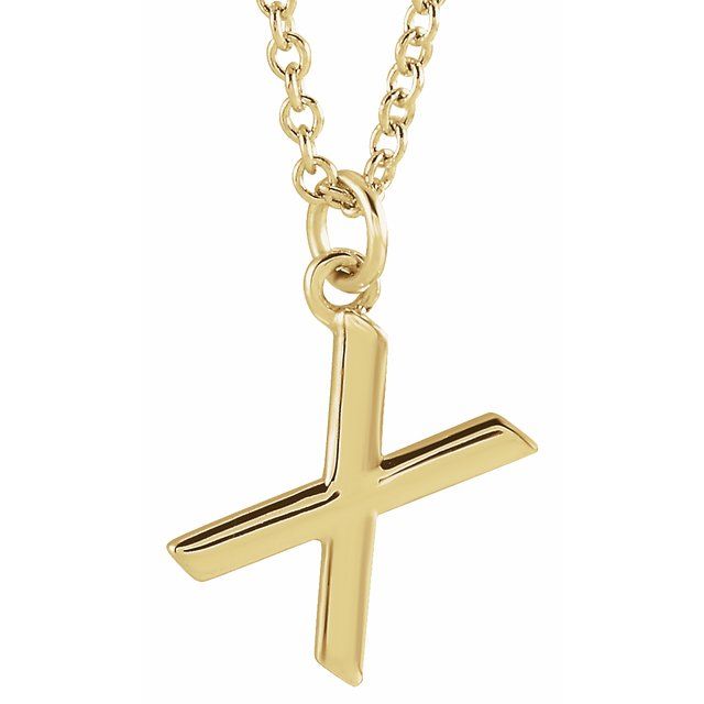 14K Yellow Initial X Dangle 18" Necklace