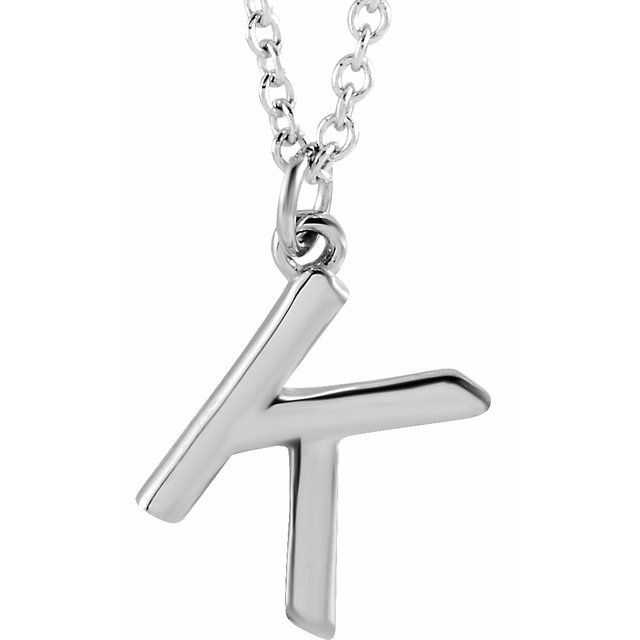 Sterling Silver Initial K Dangle 16" Necklace