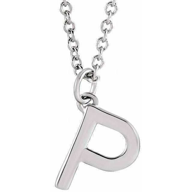 Sterling Silver Initial P Dangle 16" Necklace