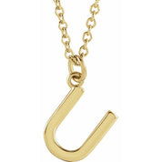 18K Yellow Gold-Plated Sterling Silver Initial U  Dangle 16" Necklace