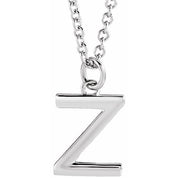 Sterling Silver Initial Z Dangle 18" Necklace
