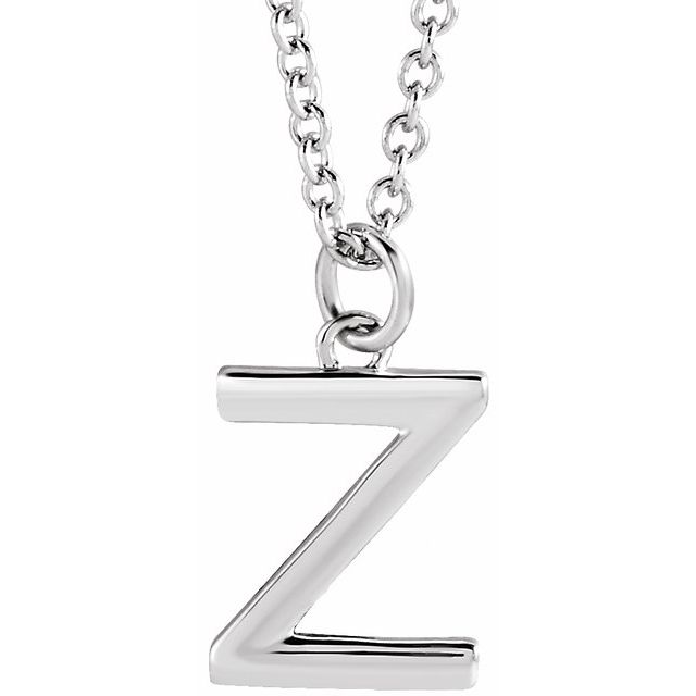 Sterling Silver Initial Z Dangle 16" Necklace
