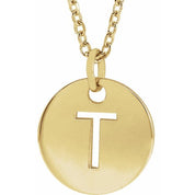 18K Yellow Gold-Plated Sterling Silver Initial T 16-18" Necklace