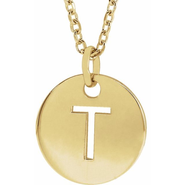 18K Yellow Gold-Plated Sterling Silver Initial T 16-18" Necklace
