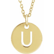 18K Yellow Gold-Plated Sterling Silver Initial U 16-18" Necklace