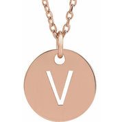 18K Rose Gold-Plated Sterling Silver Initial V 16-18" Necklace