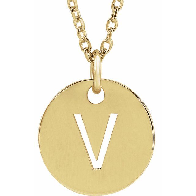 18K Yellow Gold-Plated Sterling Silver Initial V 16-18" Necklace