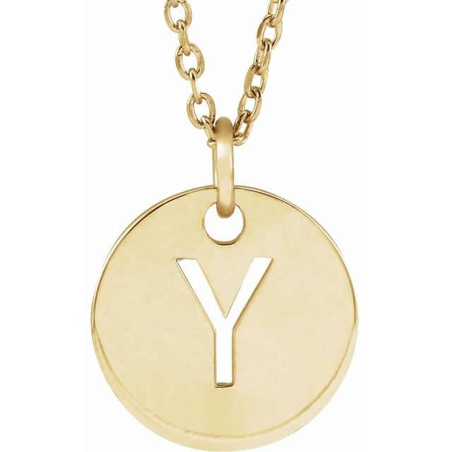 18K Yellow Gold-Plated Sterling Silver Initial Y 16-18" Necklace