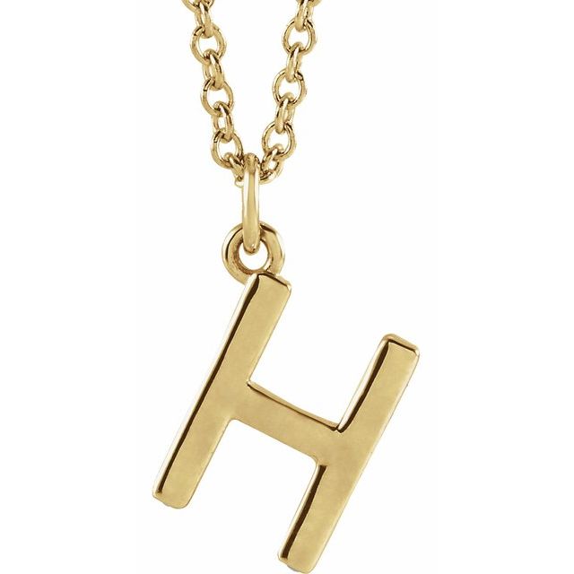 18K Yellow Gold-Plated Sterling Silver Initial H  Dangle 16" Necklace