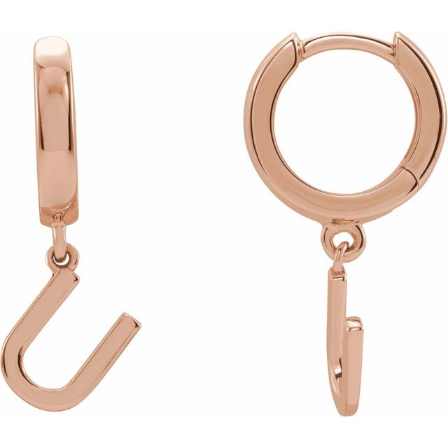 14K Gold Initial Dangle Hinged Huggie Earrings