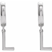 Platinum Initial L Hinged Huggie Earring