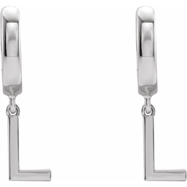 Platinum Initial L Hinged Huggie Earring