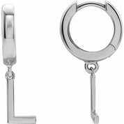 Platinum Initial L Hinged Huggie Earring