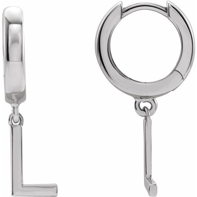 Platinum Initial L Hinged Huggie Earring