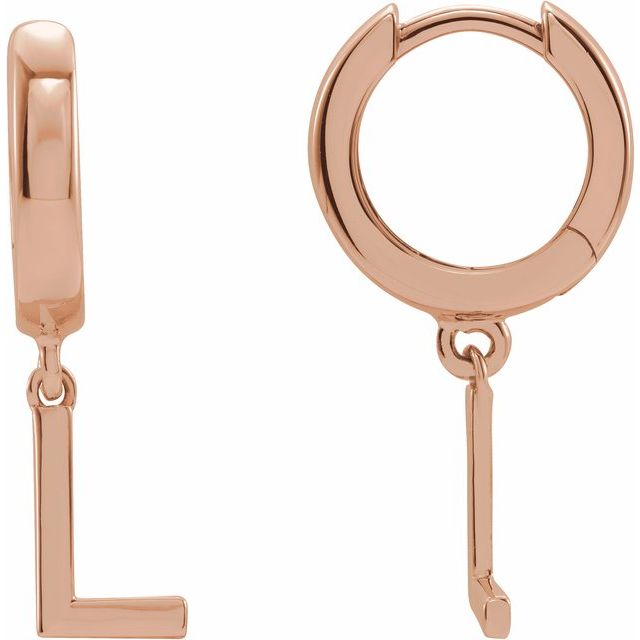 14K Gold Initial Dangle Hinged Huggie Earrings