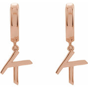 14K Gold Initial Dangle Hinged Huggie Earrings