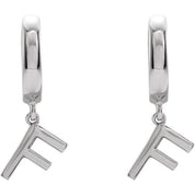 Platinum Initial F Hinged Huggie Earring