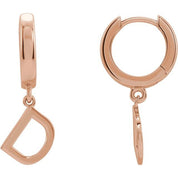 14K Gold Initial Dangle Hinged Huggie Earrings