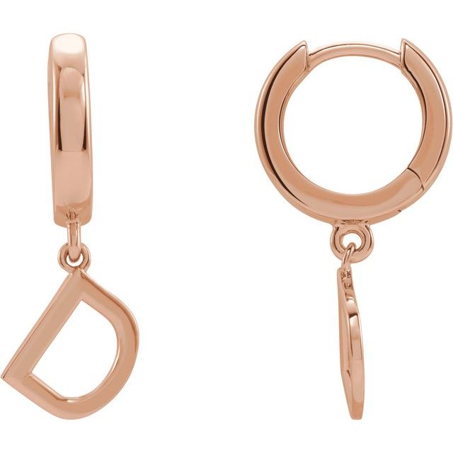 14K Gold Initial Dangle Hinged Huggie Earrings