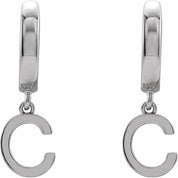 Platinum Initial C Hinged Huggie Earring