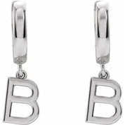 Platinum Initial B Hinged Huggie Earring