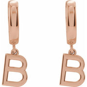 14K Gold Initial Dangle Hinged Huggie Earrings