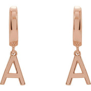 14K Gold Initial Dangle Hinged Huggie Earrings