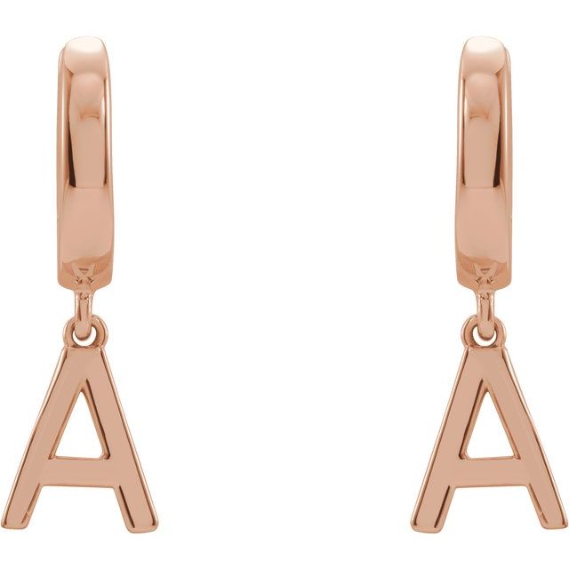 14K Gold Initial Dangle Hinged Huggie Earrings