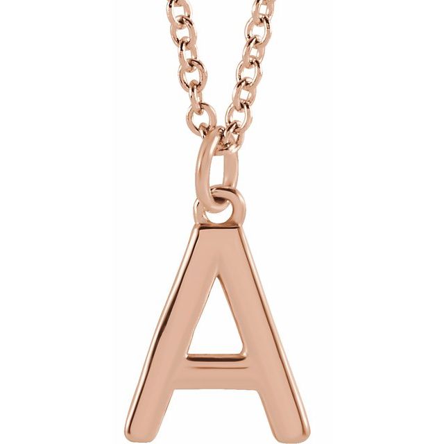 14K Rose Initial A Dangle 16" Necklace