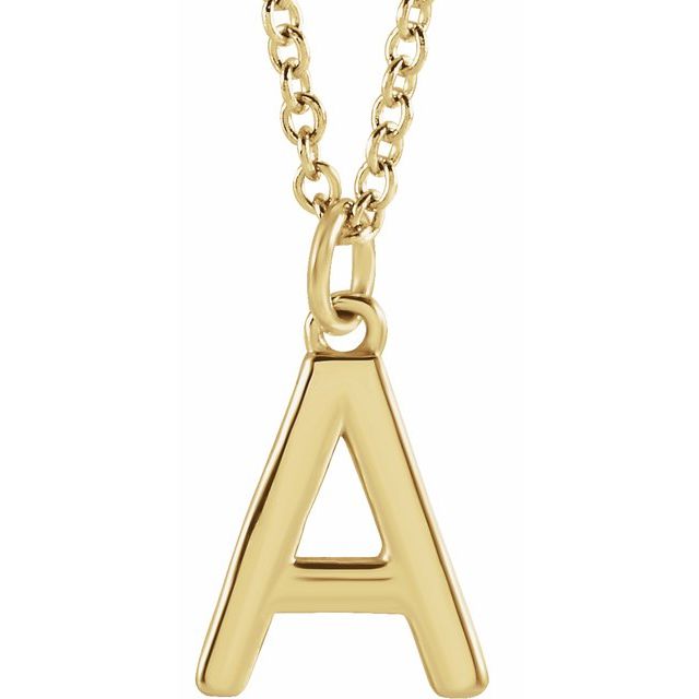 18K Yellow Gold-Plated Sterling Silver Initial A  Dangle 16" Necklace