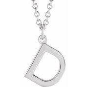 Sterling Silver Initial D Dangle 18" Necklace