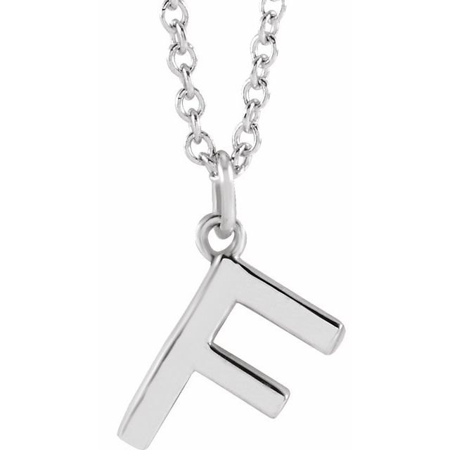 Sterling Silver Initial F Dangle 16" Necklace