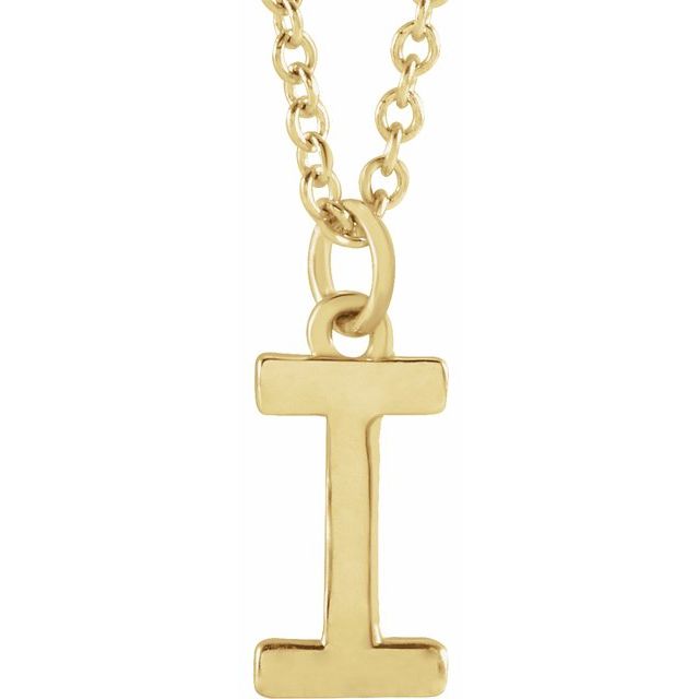 18K Yellow Gold-Plated Sterling Silver Initial I Dangle 18" Necklace