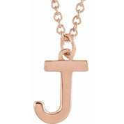 18K Rose Gold-Plated Sterling Silver Initial J  Dangle 16" Necklace