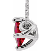 Sterling Silver 5x5 mm Square Lab-Grown Ruby Solitaire 16-18" Necklace