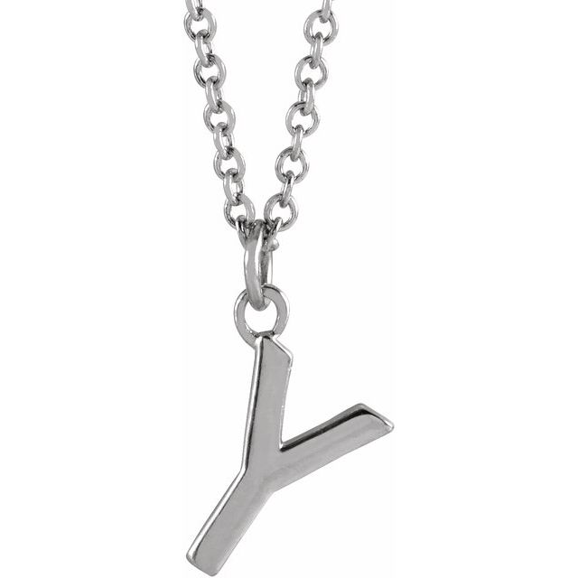 Sterling Silver Initial Y Dangle 18" Necklace