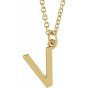 18K Yellow Gold-Plated Sterling Silver Initial V  Dangle 16" Necklace