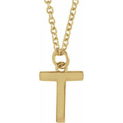 18K Yellow Gold-Plated Sterling Silver Initial T  Dangle 16" Necklace