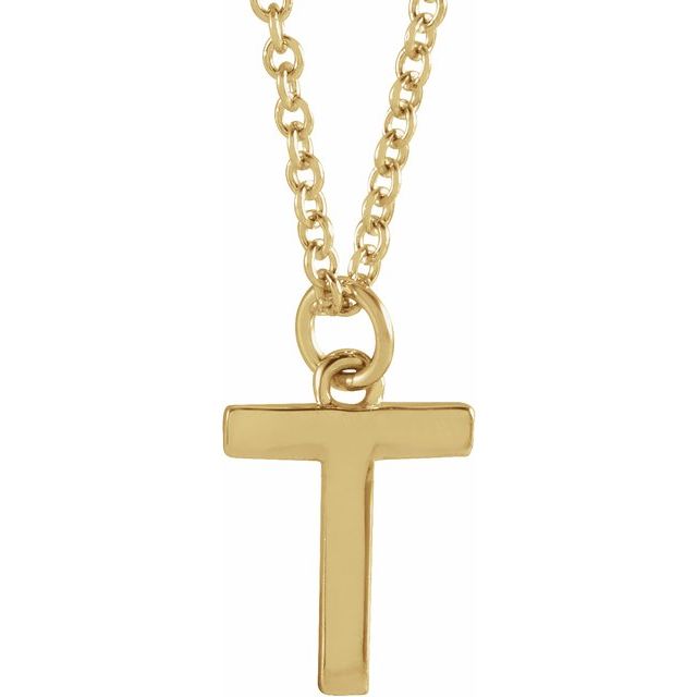 18K Yellow Gold-Plated Sterling Silver Initial T Dangle 18" Necklace
